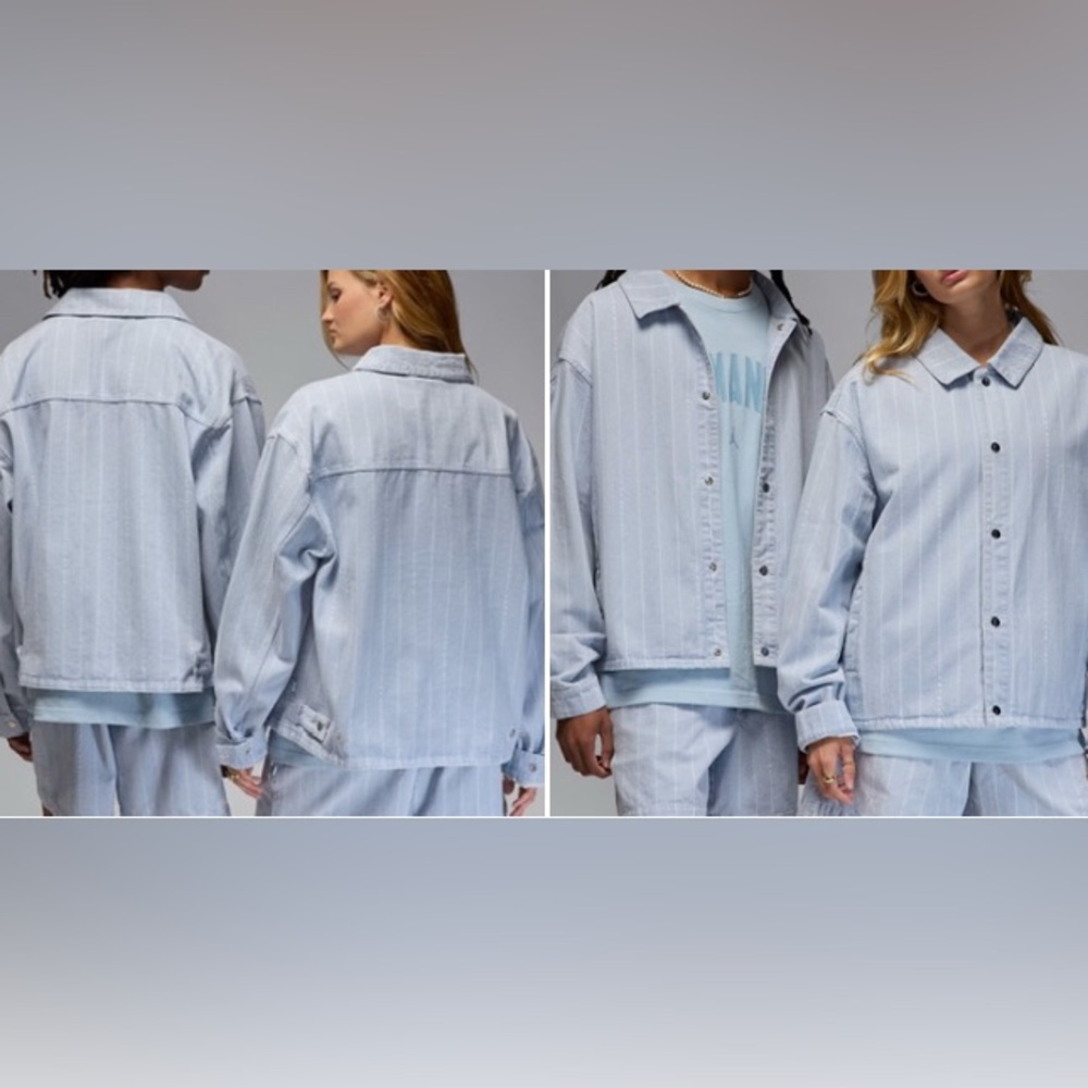 Jordan Air x A Ma Maniere Blue pinstripe Denim Jacket HF4353-440 XXL Streetwear